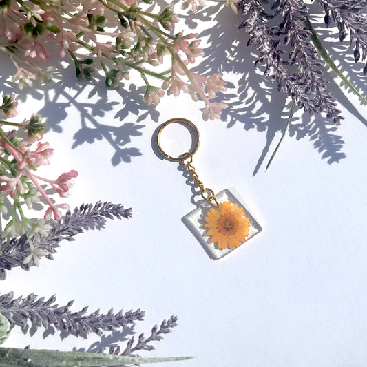 Yellow Floral Keychain